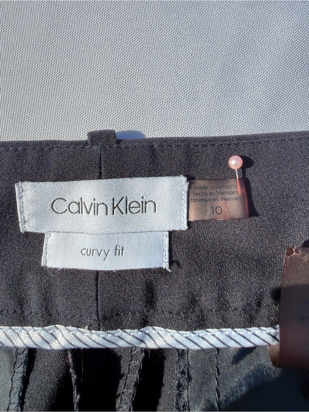 Calvin Klein Dark Navy Curvy Fit Straight-Leg Dress Pants - Picture 2 of 8